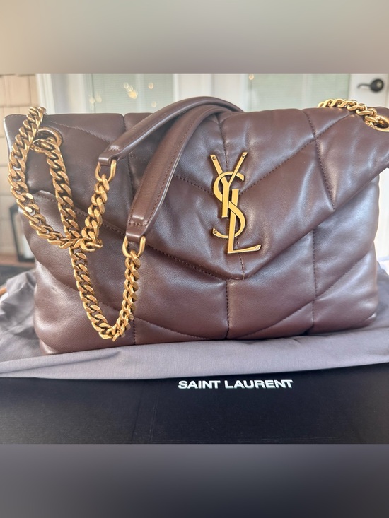 Saint Laurent Handbags - Saint Laurent YSL Loulou Puffer Medium Dark Ganache Lambskin Shoulder Bag